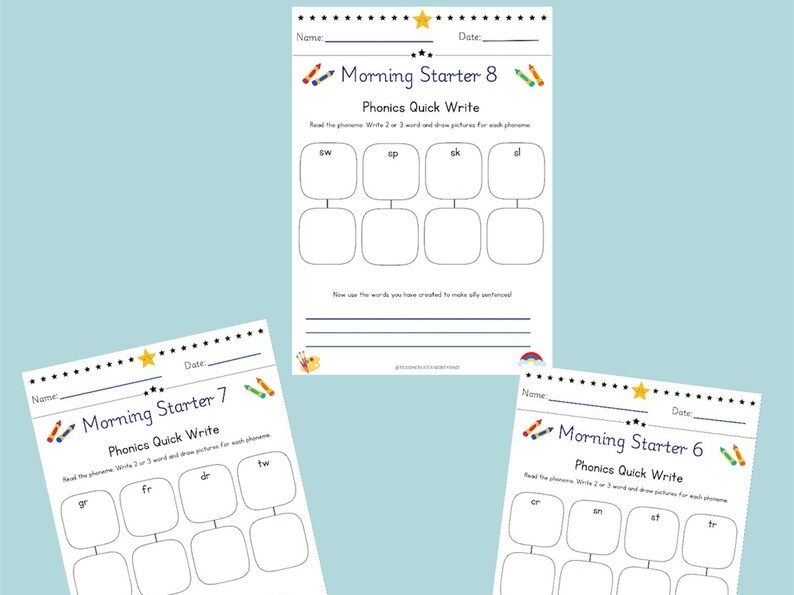 Phonic Phase 3 & 4 Revisit Morning Starter activities for Y1