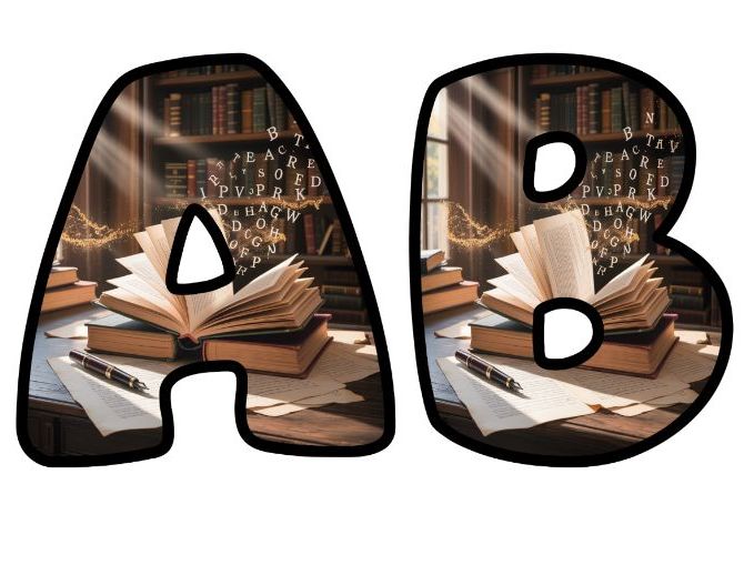 Magic Library Books Alphabet Letters | Classroom Display, A-Z 0-9 and Signs