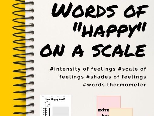 *Intensity of feelings *Words of HAPPY on a scale *Synonyms for happy