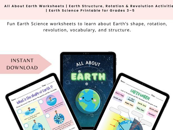 All About Earth Worksheets | Earth Structure, Rotation & Revolution Activities