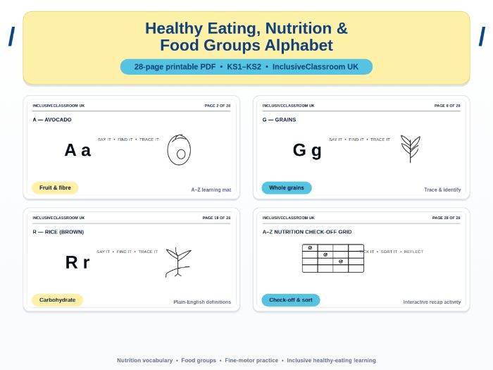 Healthy Eating Nutrition Food Alphabet