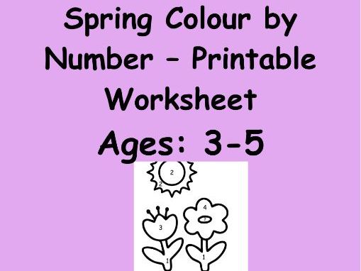 Spring Colour by Number – Printable Worksheet for Ages 3–5 (KS1)