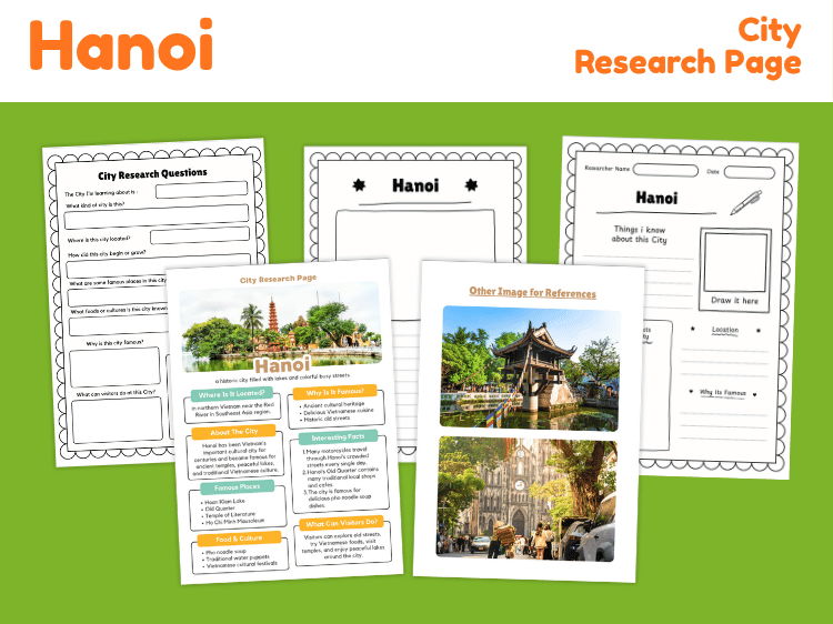 Hanoi City Research Project | Geography, Culture & Landmarks Worksheets