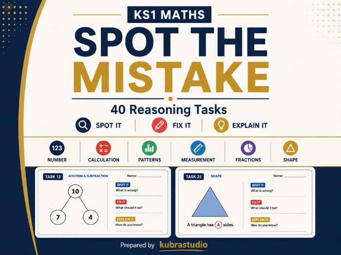 KS1 Maths Spot the Mistake – 40 Tasks
