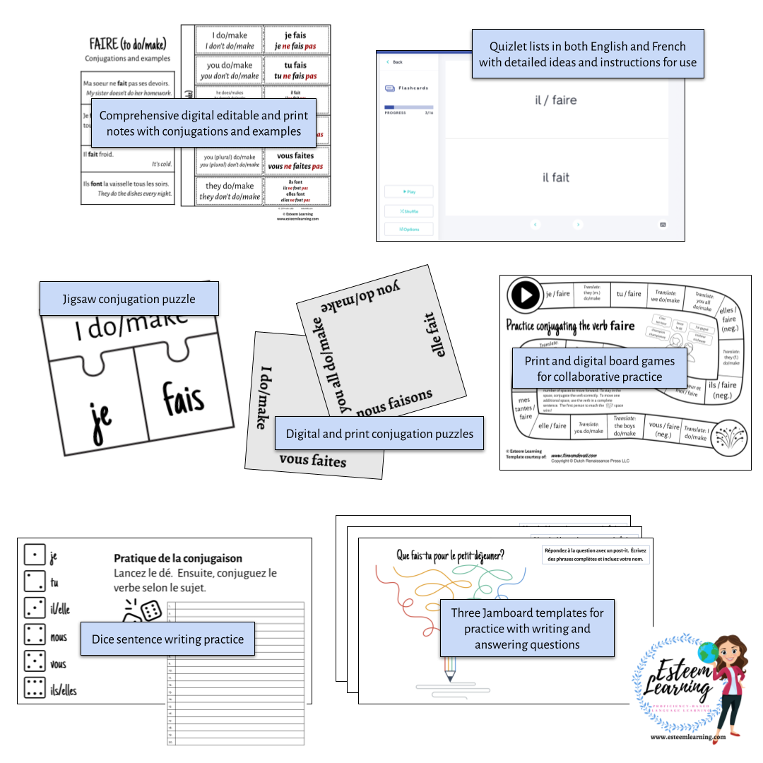 Verb FAIRE Conjugation Notes And Practice Teaching Resources