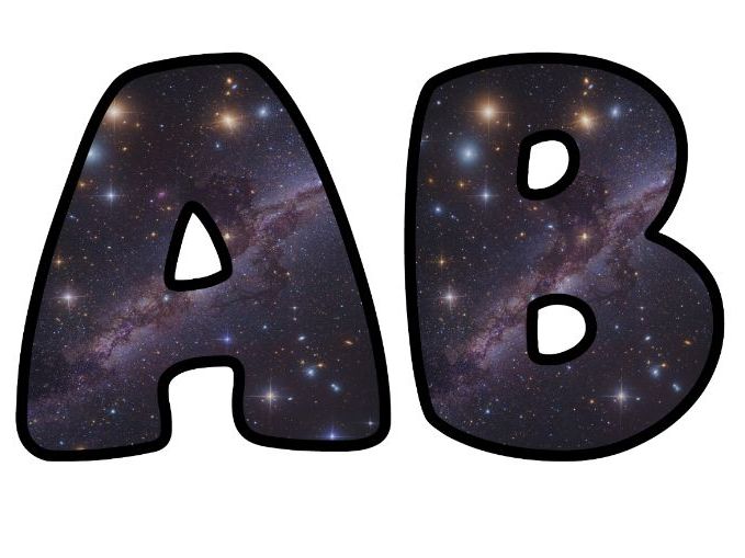 Universe Galaxy Science Space Classroom Display | Lettering Set | Upper & Lowercase, 0-9 and Signs