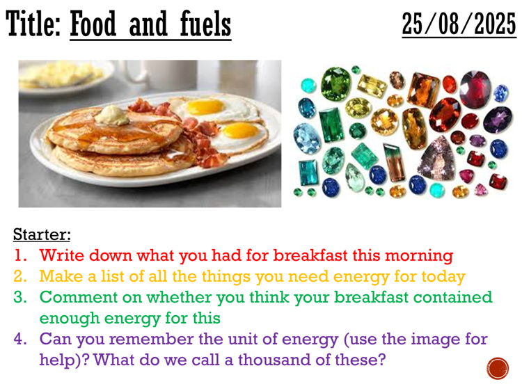 Food and fuels - complete lesson (KS3)