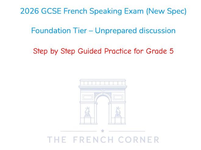 2026 AQA GCSE French Speaking Foundation Tier Unprepared discussion