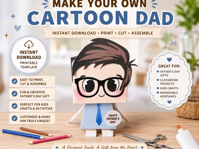 Father's Day Cartoon Papercraft: DIY Dad Paper Toy