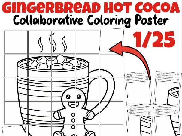 Gingerbread Hot Cocoa Collaborative Poster | Winter Holiday Classroom Activity