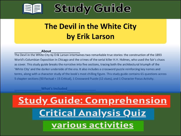 Study Guide for :The Devil in the White City  & Comprehension Test