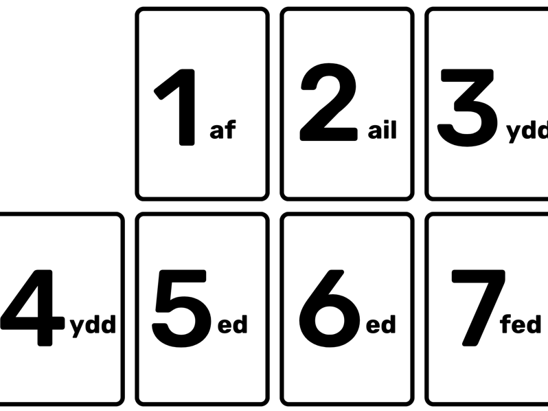Welsh Date Cards Black and White