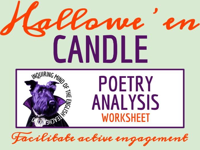 "Halloween Candle" by Yetza Gillespie Poetry Analysis Worksheet | Poem Activity for Autumn