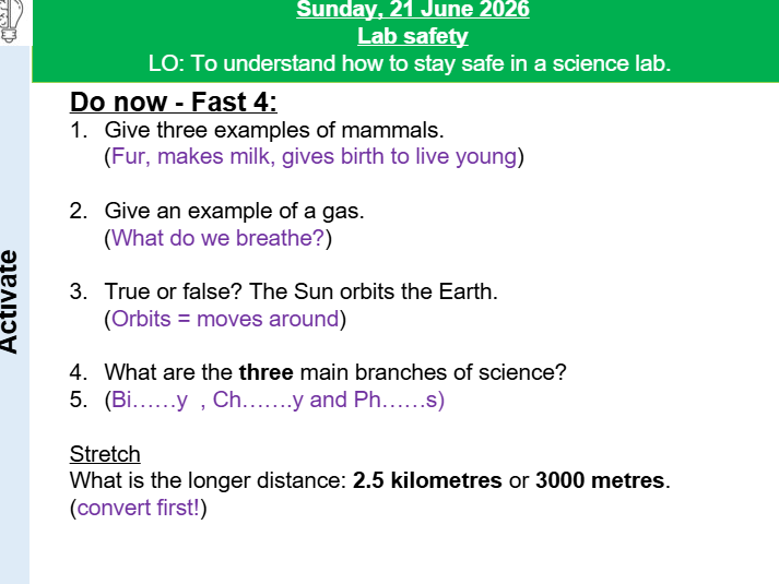 Introduction to science skills