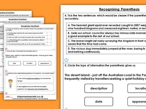 Year 5 grammar worksheets with answers image