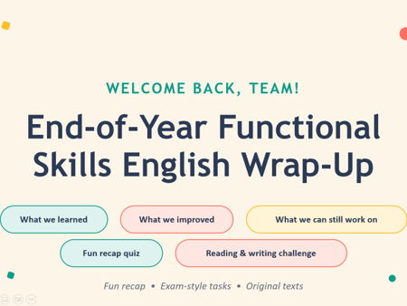 Functional Skills English End of Year Wrap‑Up Lesson 2026