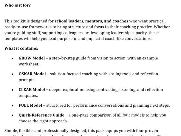 Coaching Model Toolkit