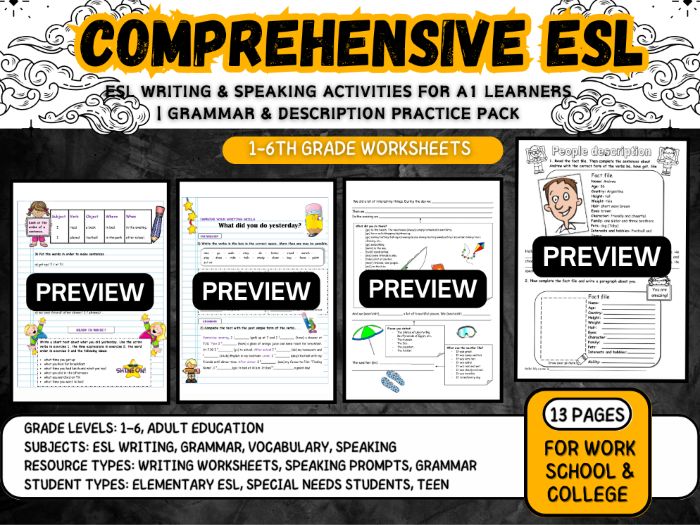 ESL Writing Speaking Activities Grammar