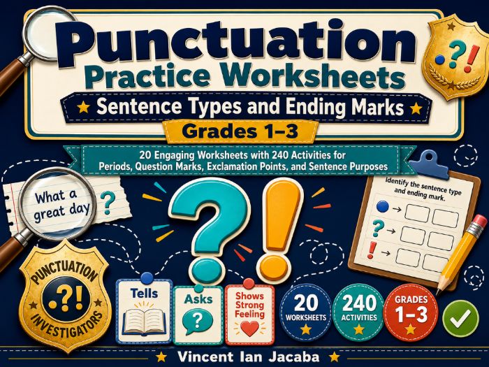 Punctuation Worksheets Grades 1–3 | Sentence Types & Ending Marks