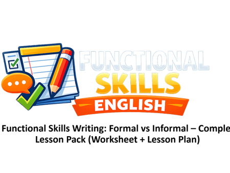 Functional Skills English (E3–L2): Formal vs Informal Writing Lesson – PowerPoint, Worksheet & Full