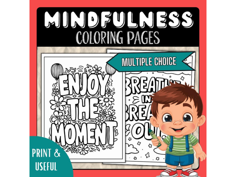 Mindfulness Activities for kids Coloring Pages, Mental Health Motivational Quote