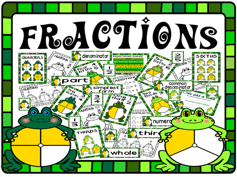 Fractions - Display and Activities - Frog Theme