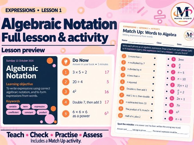 Algebraic Notation | Lesson & Activity