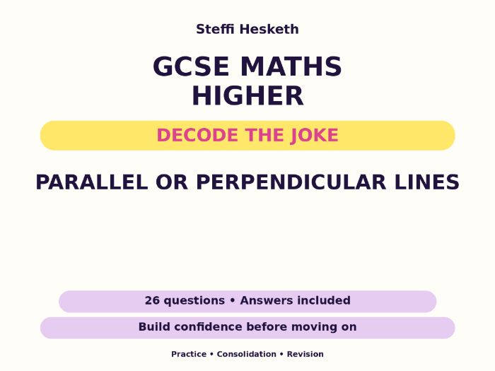 Parallel or Perpendicular Lines | GCSE Decode the Joke + Answers