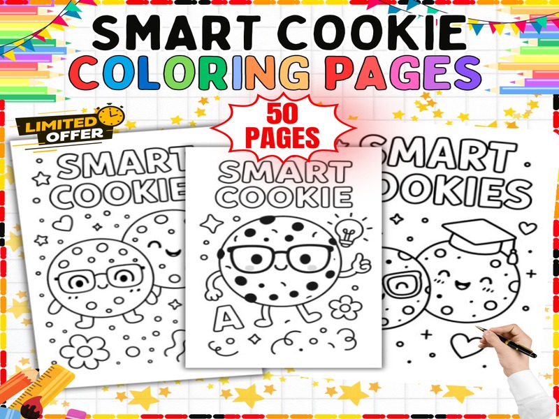 Student Reward Coloring Pages | 50 Smart Cookie Sheets | Test Day Motivation