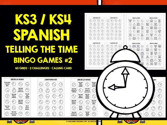 SPANISH TELLING THE TIME BINGO #2