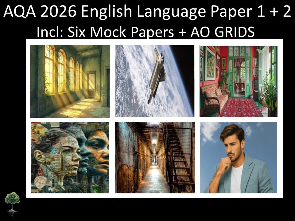 Six AQA 2026 English Language Paper 1 + 2 Mocks | AO Grids
