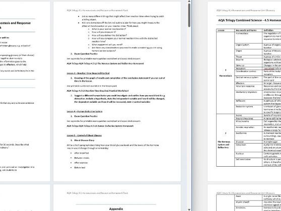 AQA Trilogy 4.5 Homework,Revision&Glossary Pack