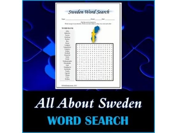 All About Sweden Word Search Puzzle