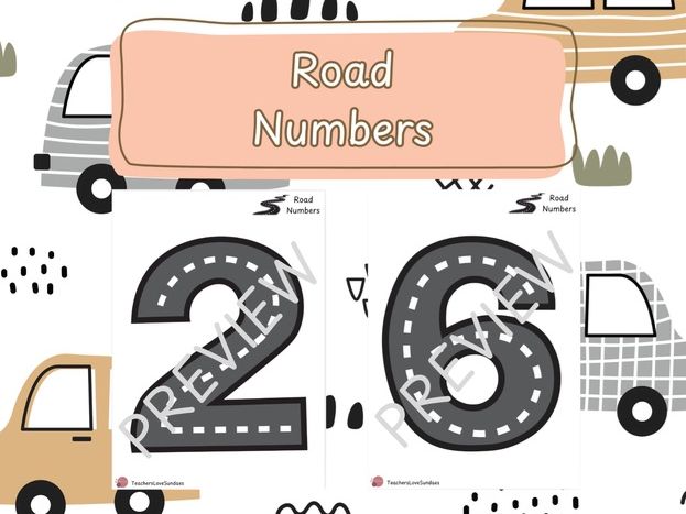 Road Themed Numbers