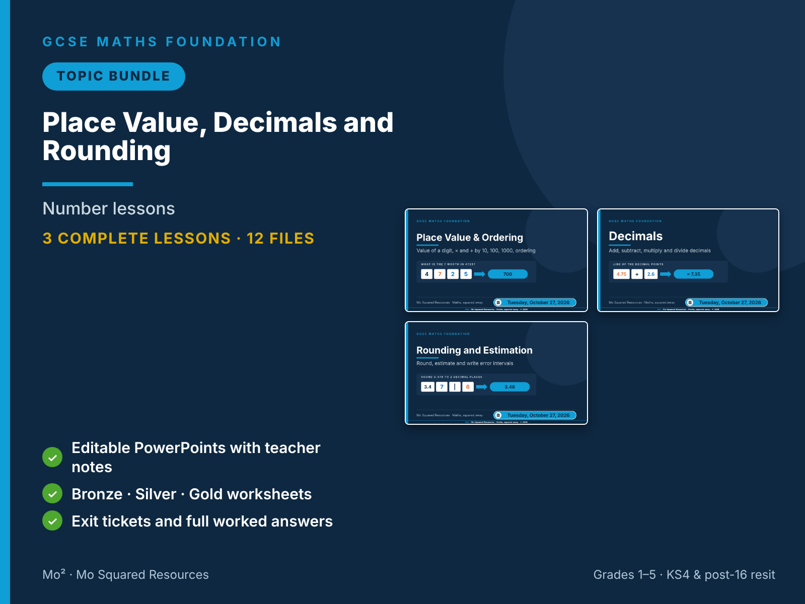 Place Value, Decimals and Rounding – 3 GCSE Maths Foundation Lessons (Topic Bundle) with Worksheets & Answers