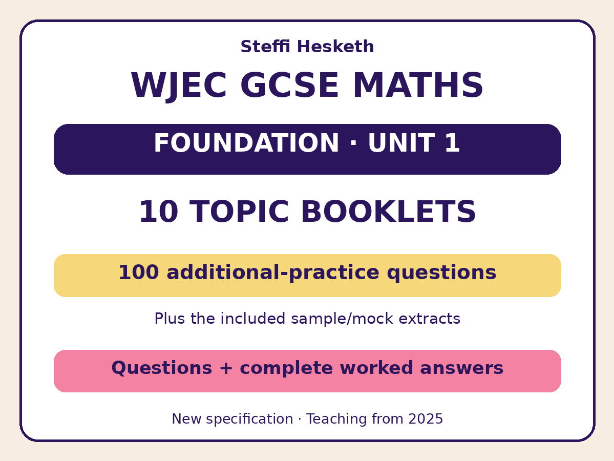 WJEC New Spec Maths Foundation Unit 1 – 10 Topic Booklet Bundle