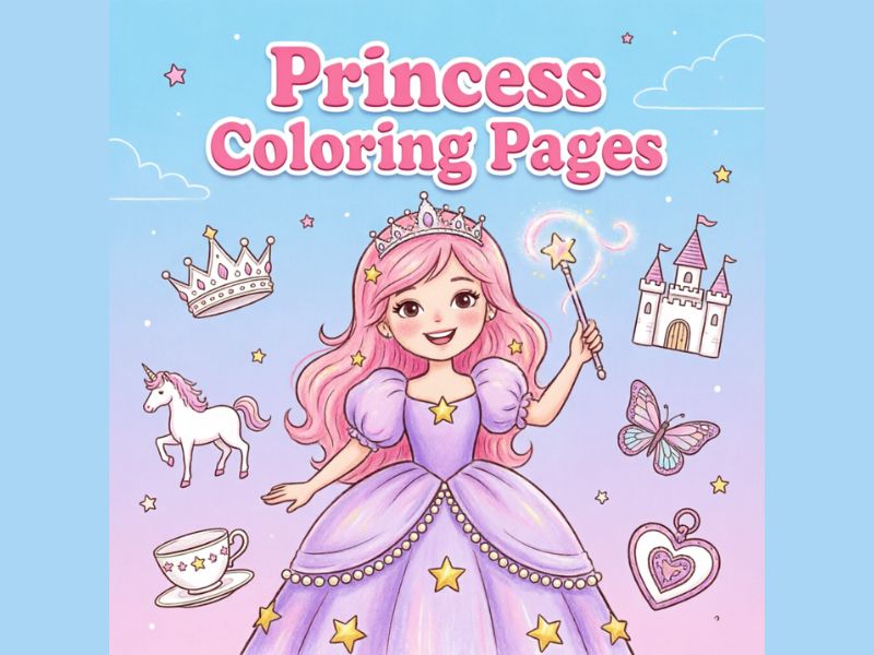 30 Princess Coloring Pages for Kids – Cute Royal Princess Coloring Book