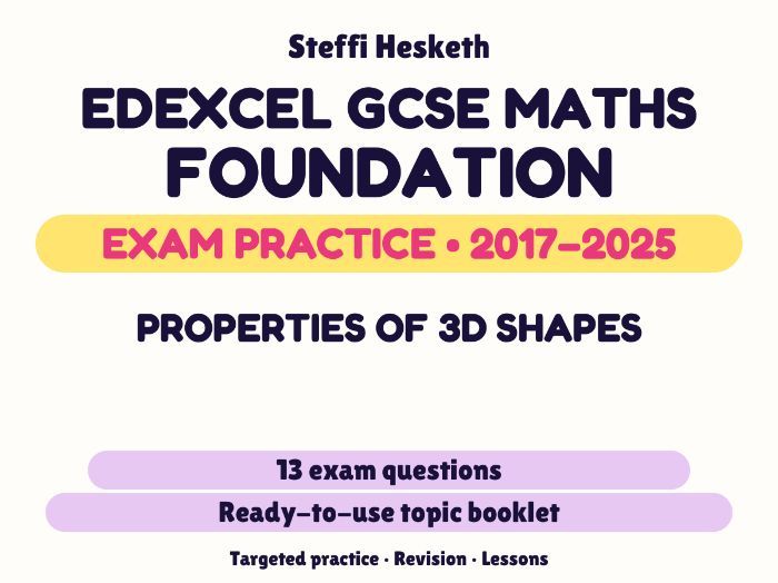 Edexcel GCSE Maths Foundation: Properties of 3D shapes Exam Questions | 2017-2025