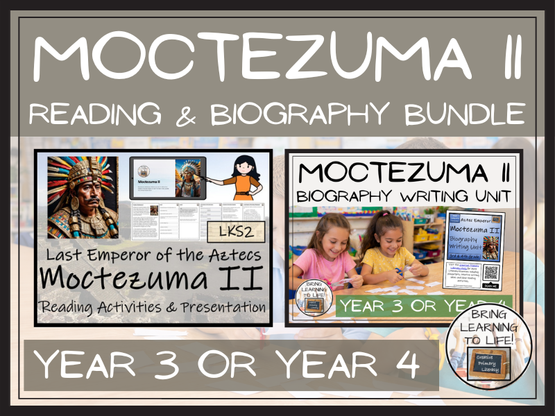 Moctezuma II Reading Comprehension & Biography Bundle | LKS2