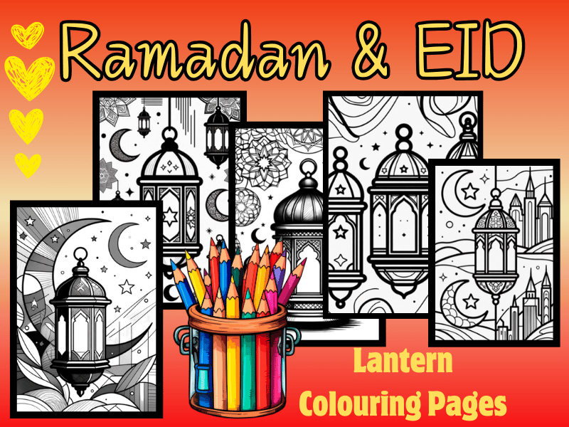 Ramadan & Eid Lantern Coloring Pages for Kids | Islamic Holiday Coloring Sheets