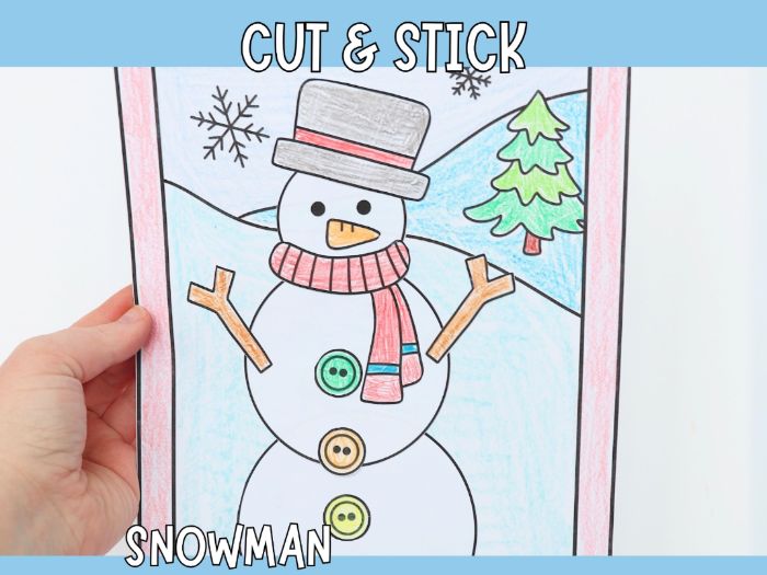 Cut and Stick - Snowman Craft for Kids