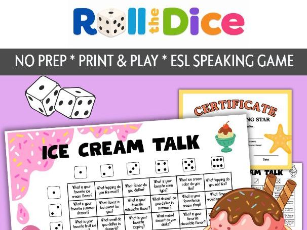 Summer Roll & Speak | Ice Cream Talk | NO PREP PRINT & PLAY