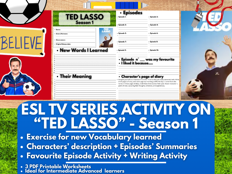 ESL TV Series Activity Worksheets on "Ted Lasso" - Season 1