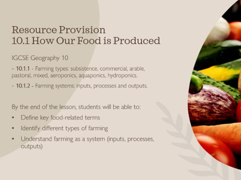 How our Food is Produced - IGCSE Geography (First Exams 2027 - Resource Provision)