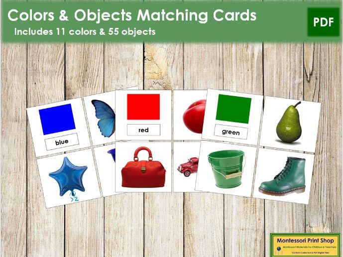 11 Sets of Color & Object Cards - Printable Toddler Montessori Cards ...