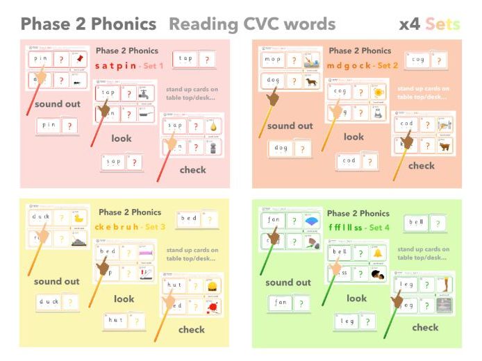 Phase 2 Reading CVC words (x4 sets)