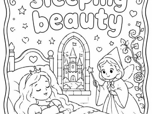 Sleeping Beauty Colouring Page- Brothers Grimm Fairytale