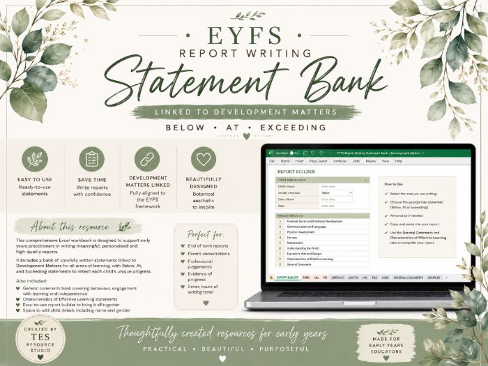 EYFS Report Writing Statement Bank