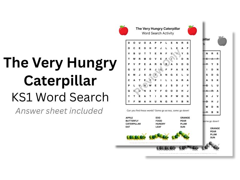 The Very Hungry Caterpillar KS1 Word Search Activity