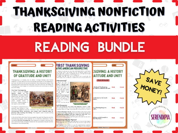 BUNDLE | Thanksgiving Nonfiction Reading Comprehension Activities Middle School | KS3 Literacy